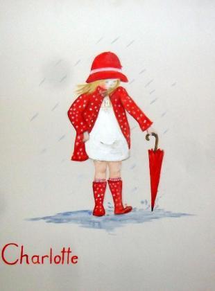girl with red raincoat