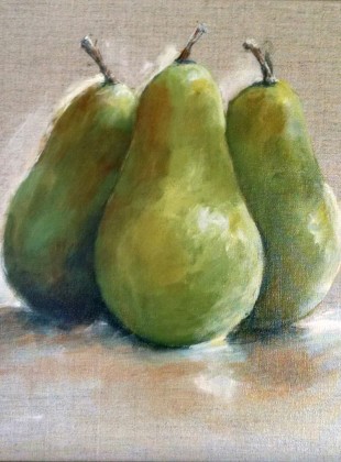 Pears on linen