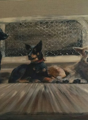 Dogs on a UTE - Kylievantol paintings