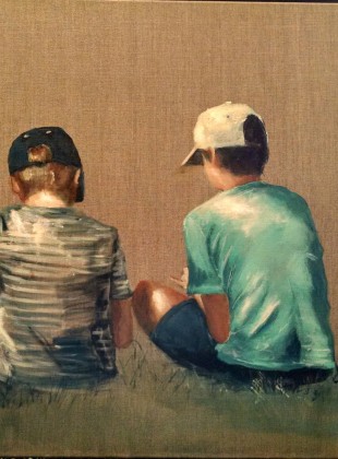 "Boys chilling" size 60cm x 76cm acrylic on linen canvas $490
