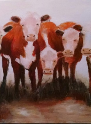 "Lovely cows" 90cm x 45cm acrylic on canvas painting $380