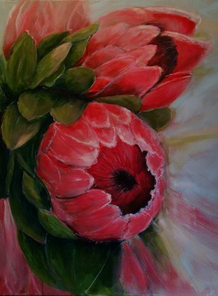 "Proteas" size 90cm x 90cm acrylic on canvas painting $650