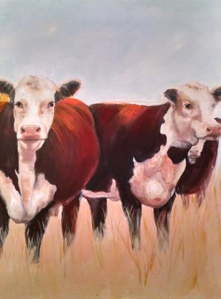 Happy Herefords painting for sale