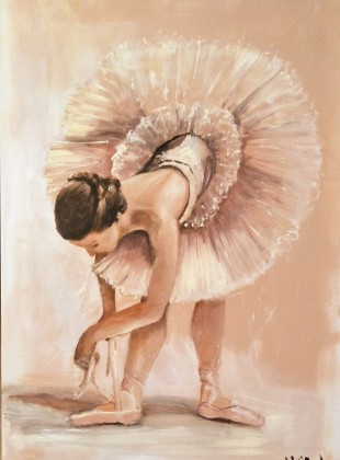 "ballerina" 90cm x 60cm acrylic on canvas painting with timber frame $595