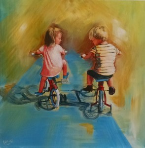 Chit chat - acrylic on canvas 75cm x 75cm