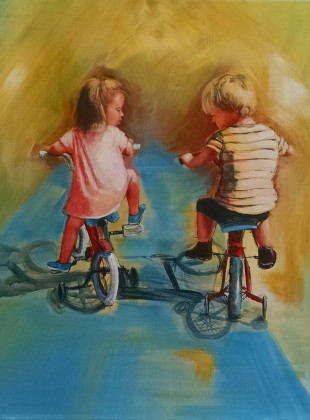 Chit chat - acrylic on canvas 75cm x 75cm