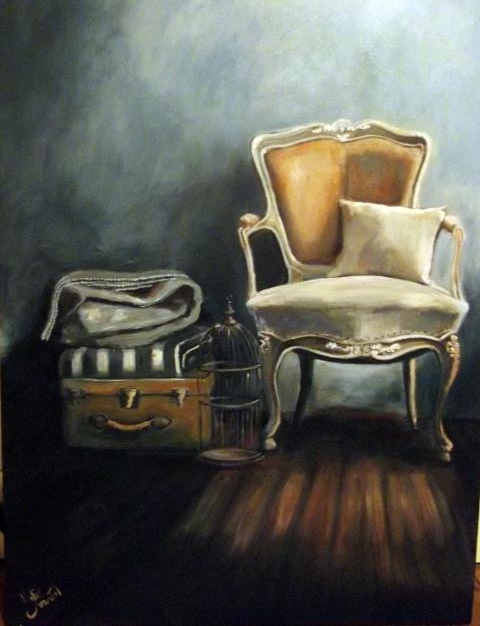 Chair with suitcase