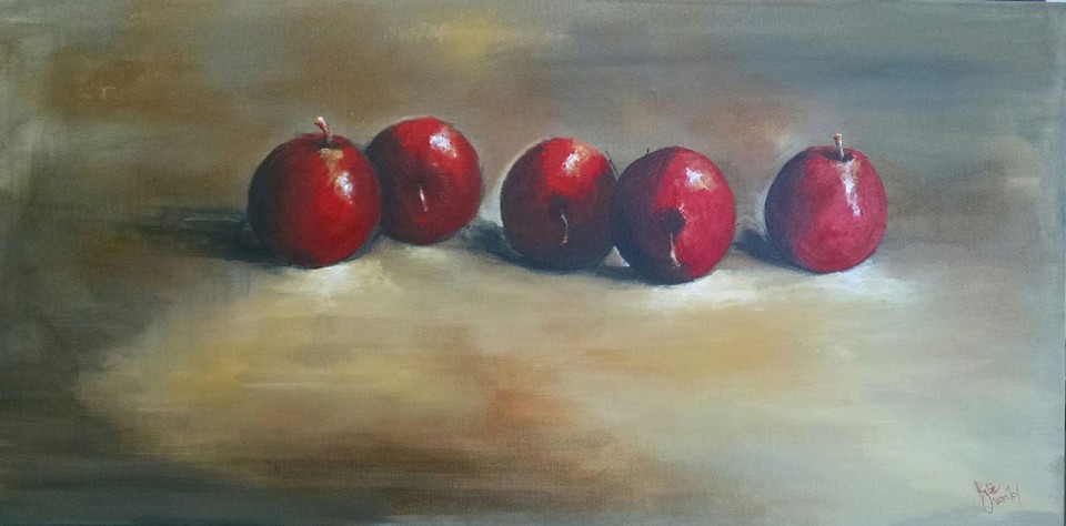 apples in a row $280 size 90cm x 45cm