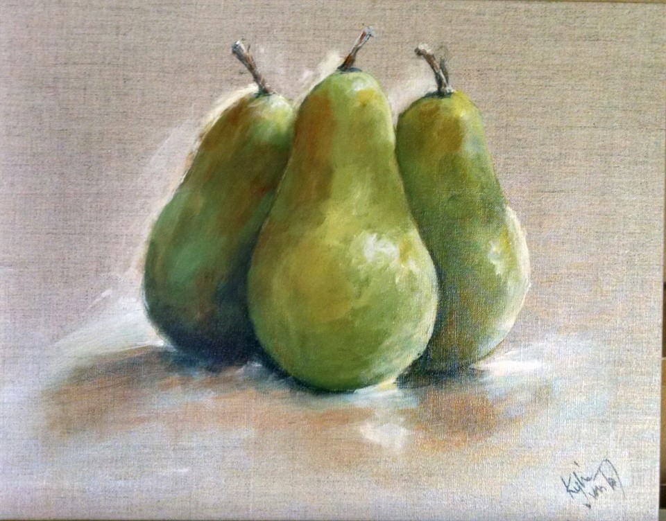 Pears on linen
