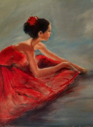"Lady in red" 100cm x 76cm $580