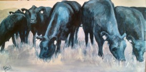 Angus cattle 90cm x 45cm $350