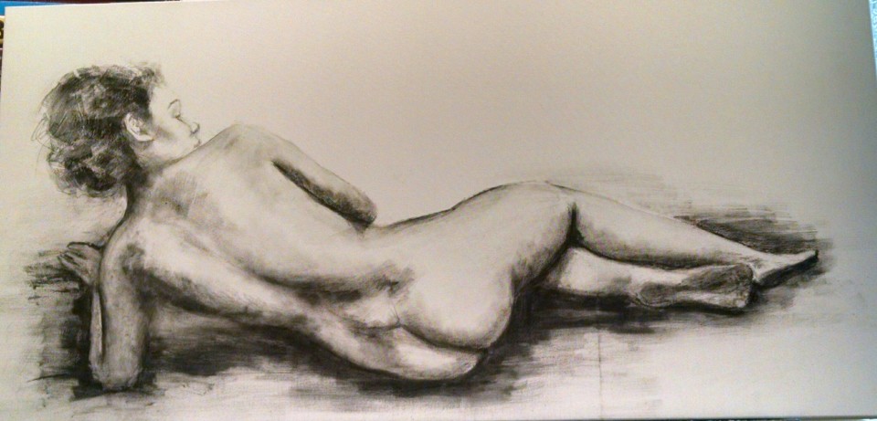 "Nude" commission charcoal on canvas