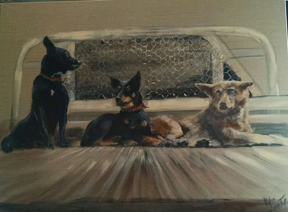 Dogs on a UTE - Kylievantol paintings
