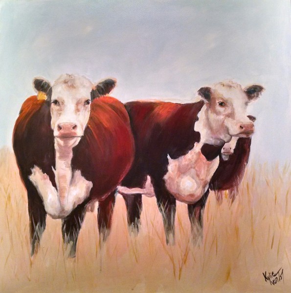 Happy Herefords painting for sale