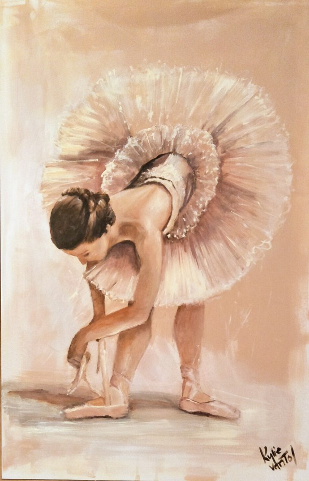 "ballerina" 90cm x 60cm acrylic on canvas painting with timber frame $595
