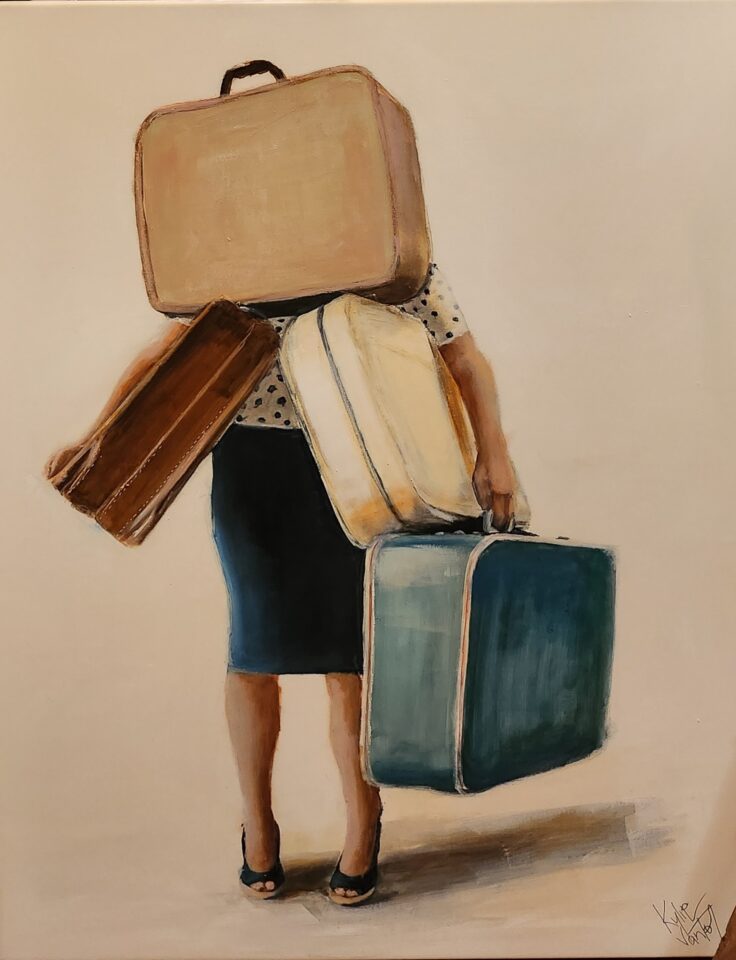 "Too much baggage" painting for sale