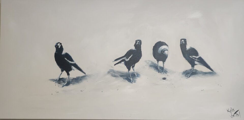 Magpies painting for sale